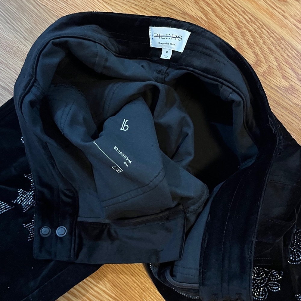 Anthropologie x Pilcro The Wanderer Star Embellished Velvet Pants Size 27 NWT - Picture 10 of 14